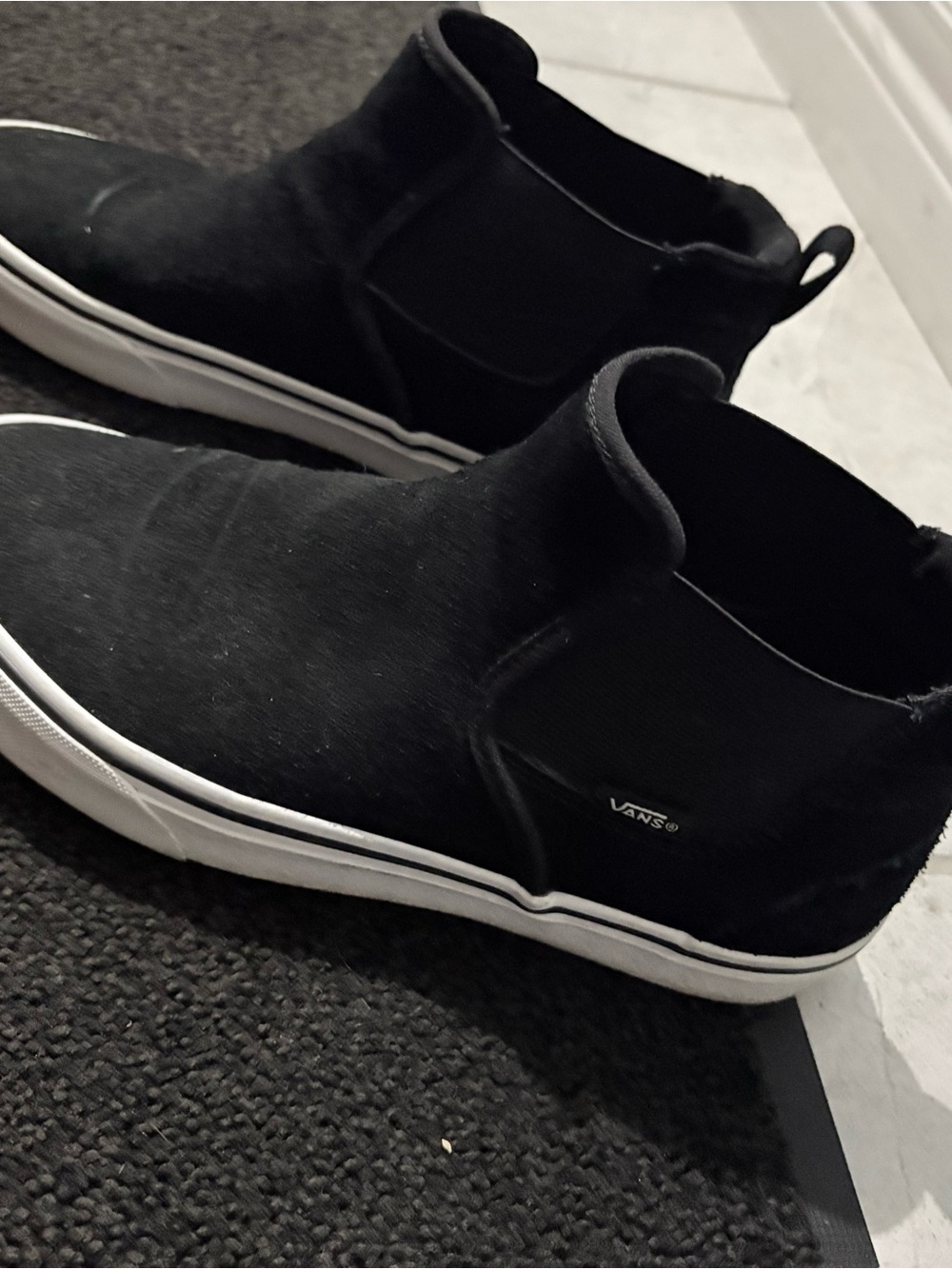 Vans Black Slip-On Chelsea Sneakers with White Sole